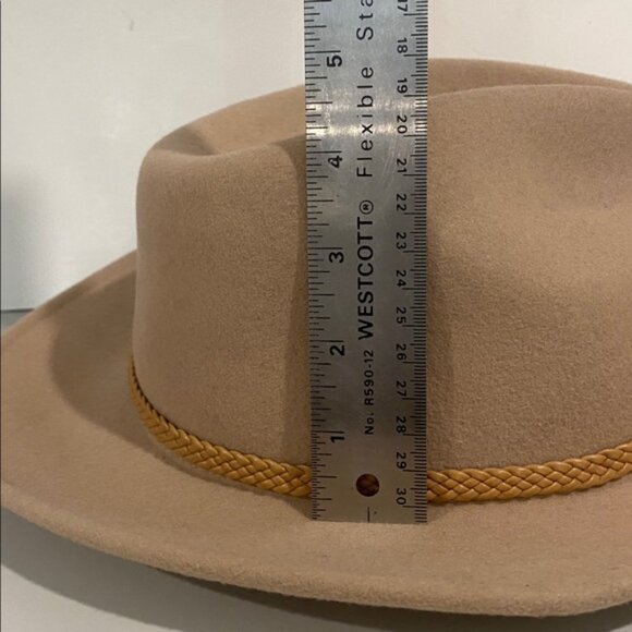 Tan Wool Fedora Hat with Rope Detail, Size 57cm, Classic Casual Style - Picture 13 of 13